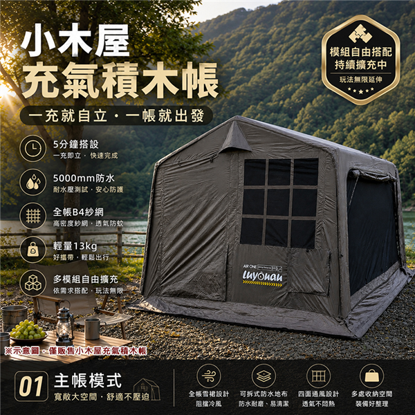 【大山野營】LUYOUQ  LU-1 小木屋充氣積木帳 